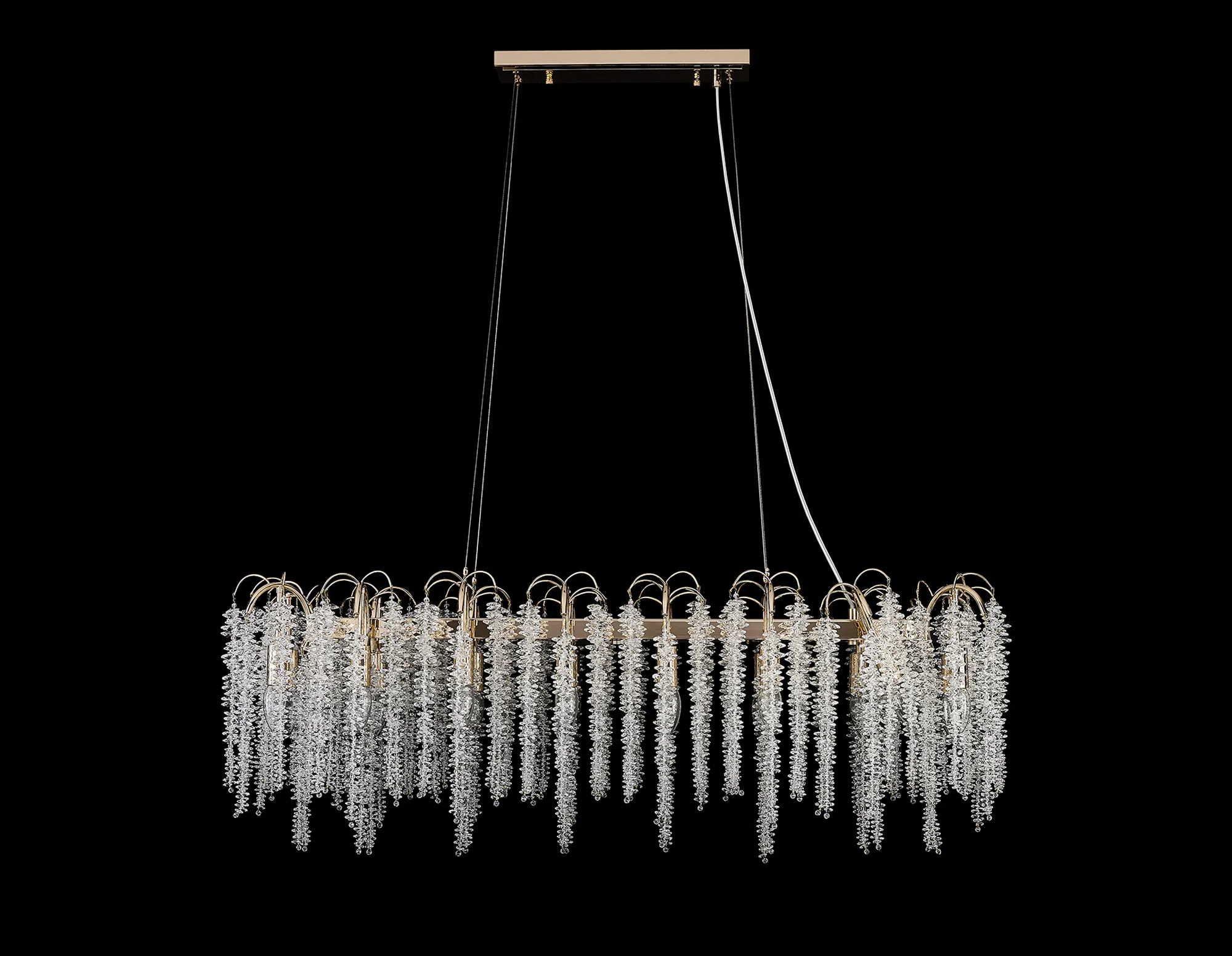 Wisteria French Gold Crystal Ceiling Lights Diyas Linear Crystal Fittings